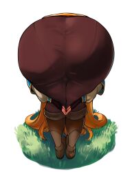  1girl absurdres arm_around_leg ass ass_focus bent_over black_gloves blonde_hair facing_away from_behind frontbend gloves highres huge_ass long_hair meme nagainosfw nintendo no_lady_on_twitter_can_recreate_this_(meme) palms_together pants pantylines princess_zelda steepled_fingers the_legend_of_zelda the_legend_of_zelda:_breath_of_the_wild thick_thighs thighs tight_clothes tight_pants  rating:Sensitive score:36 user:danbooru