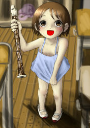  1girl :d after_masturbation aftersex blue_dress blush brown_eyes brown_hair caught chair classroom clothes_pull cspmc cum desk downblouse dress dress_pull female_focus flat_chest flute full_body happy holding holding_instrument indoors instrument loli looking_at_viewer masturbation nipple_slip nipples no_socks open_mouth original pulling_own_clothes pussy_juice pussy_juice_drip pussy_juice_puddle pussy_juice_trail recorder school school_chair school_desk shoes short_dress short_hair sleeveless smile solo spaghetti_strap standing sweat uwabaki white_footwear wooden_floor  rating:Explicit score:84 user:headlesskisaragi
