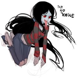1girl adventure_time black_hair cartoon_network denim english_text fangs jeans long_hair long_tongue marceline_abadeer pants ponytail red_eyes sandals shirt simple_background sketch slugbox solo striped_clothes striped_shirt tongue tongue_out torn_clothes vampire white_background rating:Sensitive score:135 user:BlueBaroness
