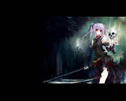  1girl black_background female_focus shinigami solo tagme wallpaper  rating:Questionable score:3 user:loli_and_pee
