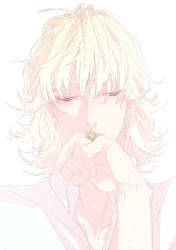  10s 1boy bad_id bad_pixiv_id barnaby_brooks_jr. blonde_hair eyelashes flower kissing_hand jewelry kiss male_focus pale_color ring solo teyrapak tiger_&amp;_bunny 