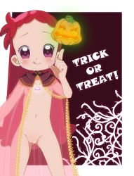  1girl blush cleft_of_venus demon89 feet_out_of_frame female_focus halloween harukaze_doremi highres loli long_hair looking_at_viewer nipples nude ojamajo_doremi pink_eyes pussy red_hair smile solo standing  rating:Explicit score:43 user:jameskb1
