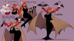 bat_(animal) bat_wings dress english_text murgoten red_hair vampire wings