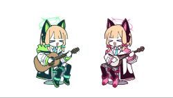  &gt;_&lt; 2girls animal_ears animated banjo blonde_hair blue_archive cat_ears chair closed_eyes coat deliverance_(movie) dueling_banjos female_focus guitar headgear humor instrument midori_(blue_archive) momoi_(blue_archive) multiple_girls music odyk_p pale_skin playing_instrument short_hair sidelocks sitting sound tagme video white_background white_coat  rating:General score:16 user:Orphan_crippler