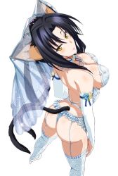  1girl animal_ears black_hair breasts cat_ears cat_tail high_school_dxd kuroka_(high_school_dxd) large_breasts tail yellow_eyes  rating:Questionable score:44 user:a_g