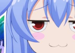  1girl :3 animal_ears blue_hair blush blush_stickers kurousagi_(mondaiji) long_hair mondaiji-tachi_ga_isekai_kara_kuru_sou_desu_yo? open_mouth red_eyes solo  rating:Sensitive score:17 user:Niconeko