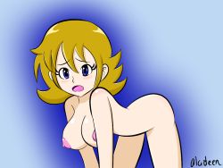  1girl aladeen blonde_hair blue_eyes breasts female_focus large_breasts mighty_(series) mighty_switch_force! nipples nude patricia_wagon short_hair  rating:Explicit score:9 user:Aladeen