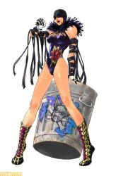1girl alternate_costume bandages boots breasts claws cleavage cross-laced_footwear feather_boa gloves inomata_mutsumi julia_chang lace-up_boots legs leotard lipstick makeup mask namco official_art solo tekken tekken_3 tekken_4 tekken_5_(dark_resurrection) tekken_tag_tournament tekken_tag_tournament_2 trash_can watermark rating:Sensitive score:11 user:danbooru