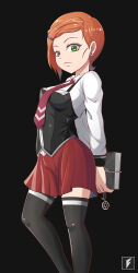 1girl ben_10 bible_black black_background black_socks breasts earrings feet_out_of_frame female_focus green_eyes gwen_tennyson highres jewelry looking_at_viewer miniskirt necktie orange_hair pleated_skirt red_necktie red_skirt school_uniform shirt short_hair simple_background skirt small_breasts smile socks solo standing teng_zhai_zi thighhighs white_shirt zettai_ryouiki rating:General score:57 user:scpcontainmentbreach