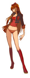 1girl alpha_(white93) bad_id bad_pixiv_id boots bow contrapposto cropped_jacket earrings full_body hair_bow hair_ribbon highres jacket jewelry knee_boots kneehighs long_hair long_sleeves looking_at_viewer navel open_clothes open_jacket orange_hair original panties pink_panties red_socks ribbon sia_(bhl930224) simple_background sleeves_pushed_up sleeves_rolled_up smile socks solo standing underwear very_long_hair white_background rating:Questionable score:9 user:danbooru