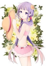 1girl bad_id bad_pixiv_id flower from_side hair_flower hair_ornament hair_tubes hat long_hair looking_at_viewer low_twintails midriff mochi_(pixiv) parted_lips purple_eyes purple_hair skirt solo sophie_(tales) standing straw_hat swimsuit tales_of_(series) tales_of_graces twintails very_long_hair yano_(mocpan) rating:Sensitive score:5 user:danbooru