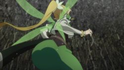  10s animated animated_gif ass ass_shake blonde_hair elf from_behind leafa long_hair looped pointy_ears ponytail screencap sword_art_online  rating:Questionable score:89 user:ciel48