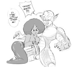  absurdres afro ass blush breasts dark-skinned_female dark_skin dragon_ball dragon_ball_super dragon_ball_super_super_hero funsexydragonball highres janet_(dragon_ball) large_breasts muscular muscular_male nipples piccolo sketch tagme thick_thighs thighs uncensored 