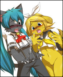  1boy animal_ears animalization bottomless cat cum dog furrification furry furry_male gender_request genderswap hatsune_miku highres kagamine_rin male_focus nipples penis shota solo tail transformation vocaloid  rating:Explicit score:94 user:AnonymousFromHell