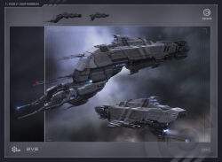 advanced_ship_(eve_online) border caldari_state_(eve_online) commentary company_name concept_art copyright_name cruiser_(eve_online) emblem eve_online from_side georg_hilmarsson glowing grey_border grey_theme logo military_vehicle nebula official_art outdoors radio_antenna realistic science_fiction space spacecraft strategic_cruiser_(eve_online) tech_3_ship_(eve_online) vehicle_focus