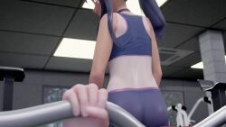  1boy 1girl 3d animated armband ass ass_shake asymmetrical_bangs bare_shoulders blush breasts brown_eyes bulge cameltoe choker covered_erect_nipples developing_erection ear_piercing earclip erection erection_under_clothes exercising gluteal_fold gs-mantis gym gym_shirt gym_shorts hair_ornament hair_tie hairclip ijiranaide_nagatoro-san indoors long_hair looking_at_another looking_back midriff nagatoro_hayase navel nipples one-piece_tan open_mouth piercing ponytail purple_choker purple_shorts purple_sports_bra running see-through see-through_shirt shirt shorts sitting sitting_on_face sitting_on_person small_breasts smile sound sports_bra tan tanline thighs treadmill twerking video  rating:Explicit score:606 user:pepecawcaw