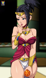  10s absurdres black_hair dragon_ball dragon_ball_super earrings highres jewelry kale_(dragon_ball) kyoffie loincloth necklace nipple_slip nipples open_mouth  rating:Questionable score:62 user:bryanlg