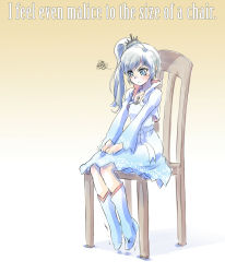 &gt;:( 1girl angry blue_eyes chair english_text full_body gradient_background highres iesupa petite rwby scar shaking sitting solo squiggle text_focus trembling upset weiss_schnee white_hair rating:Sensitive score:7 user:danbooru