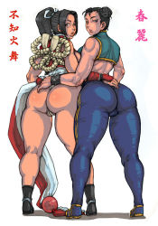 2girls ass black_hair capcom chun-li highres huge_ass multiple_girls panties pants pantyhose pixiv_sample resized rope satyr-of-night shiranui_mai snk street_fighter the_king_of_fighters thong tight_clothes tight_pants underwear rating:Questionable score:65 user:leejunne