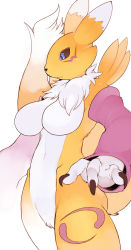 00s 1girl animal_ears black_sclera blue_eyes body_fur breasts claws colored_sclera detached_sleeves digimon digimon_(creature) digimon_tamers furry furry_female highres large_breasts light_smile narrow_waist no_nipples renamon sindoll snout solo standing tail rating:Sensitive score:50 user:danbooru