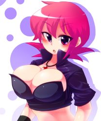  1girl breasts cleavage creatures_(company) game_freak gym_leader highres huge_breasts jewelry necklace nintendo pink_eyes pink_hair pokemon whitney_(pokemon)  rating:Questionable score:41 user:leejunne