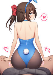 1boy 1girl animal_ears ass back backless_leotard bare_shoulders blue_choker blue_eyes blue_hairband blue_leotard bow brown_hair brown_pantyhose bulge buttjob buttjob_over_clothes choker deadnooodles dry_humping erection erection_under_clothes fake_animal_ears fake_tail from_behind girl_on_top hair_bow hairband hands_on_another&#039;s_thigh heart highleg highleg_leotard highres humping lapdance leotard long_hair looking_at_viewer looking_back love_live! love_live!_nijigasaki_high_school_idol_club motion_lines osaka_shizuku pantyhose parted_lips playboy_bunny rabbit_ears rabbit_tail shoulder_blades sidelocks simple_background sitting sitting_on_lap sitting_on_person solo_focus spoken_heart tail white_background rating:Questionable score:240 user:danbooru