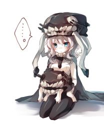  ... 1girl abyssal_ship blue_eyes hat highres kantai_collection long_hair nu-class_light_aircraft_carrier one-hour_drawing_challenge pale_skin seiza silver_hair sitting solo toosaka_asagi wo-class_aircraft_carrier 