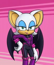  1girl animated bat_(animal) bat_wings bodysuit bouncing_breasts breasts cleavage furry green_eyes half-closed_eyes large_breasts looking_at_viewer mario_grant naughty_face no_humans open_mouth rouge_the_bat skin_tight sonic_(series) sonic_prime unzipped wings zipper zipper_pull_tab 