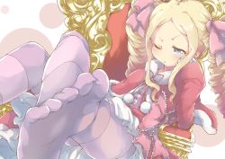 10s 1girl beatrice_(re:zero) blonde_hair blue_eyes blush bug butterfly butterfly-shaped_pupils capelet chain crossed_legs crown dress drill_hair feet highres insect jun700 long_hair long_sleeves looking_at_viewer mini_crown no_shoes one_eye_closed open_mouth pantyhose perspective purple_pantyhose re:zero_kara_hajimeru_isekai_seikatsu red_dress ribbon sitting soles solo striped_clothes striped_pantyhose symbol-shaped_pupils toes twin_drills twintails rating:Sensitive score:65 user:danbooru
