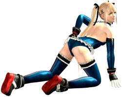 1girl 3d all_fours ass back bare_shoulders blonde_hair blue_eyes choker dead_or_alive dead_or_alive_3d female_focus gloves marie_rose solo tecmo thighhighs rating:Questionable score:21 user:moderfoker1234