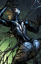  1girl ann_weying ass blonde_hair highres marvel she-venom spider-man_(series) venom_(marvel)  rating:Sensitive score:123 user:danbooru