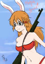  00s animal_ears bikini breasts rabbit_ears charlotte_e._yeager goggles gun long_hair lowres strike_witches swimsuit weapon world_witches_series  rating:Questionable score:0 user:unigon