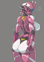  ... 1girl ass ass_support black_sclera character_request colored_sclera commentary_request from_behind looking_back mecha mikoyan pink_eyes robot solo  rating:Questionable score:37 user:danbooru