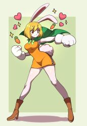  blonde_hair boots brown_eyes brown_footwear cape capelet carrot carrot_(one_piece) gauntlets globes green_cape heart highres one_piece rabbit_ears rabbit_girl rabbit_tail short_hair  rating:General score:27 user:CreditCard