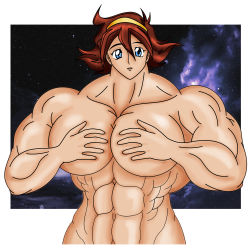 abs absurdres breasts extreme_muscles g_gundam gundam hand_on_breast hands_on_another&#039;s_chest highres muscular no_bra nude rain_mikamura rating:Explicit score:10 user:cypherpunks