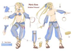 1girl alternate_costume anklet arabian_clothes artist_request ass back bangle bare_shoulders blue_eyes bow bracelet bridal_gauntlets butt_crack choker concept_art dead_or_alive dead_or_alive_5 detached_sleeves earrings closed_eyes flat_chest hair_bow hair_ribbon harem_outfit harem_pants highleg highleg_panties image_sample instrument jewelry long_hair lots_of_jewelry marie_rose midriff multiple_views necklace panties pants ribbon sandals see-through smile standing tambourine thigh_beads turnaround twintails underwear rating:Questionable score:76 user:danbooru