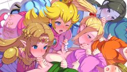  4boys 4girls age_difference ass bar_censor bent_over black_hair blonde_hair blue_eyes blush boris_(noborhys) breasts censored closed_eyes commentary_request crown cum cum_in_mouth earrings elbow_gloves gloves group_sex hetero highres jewelry large_breasts lineup long_hair mario_(series) metroid multiple_boys multiple_girls nintendo one_eye_closed open_mouth oral penis pointy_ears princess princess_peach princess_zelda samus_aran sex shota super_mario_bros._1 super_smash_bros. sweat the_legend_of_zelda the_legend_of_zelda:_a_link_between_worlds thighhighs wii_fit wii_fit_trainer wii_fit_trainer_(female)  rating:Explicit score:278 user:Furegen