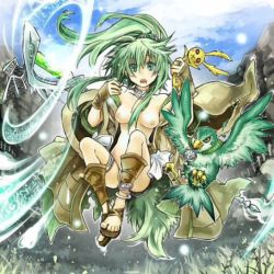  1girl bird breasts duel_monster gloves green_eyes green_hair gusto_gulldo long_hair nipples nude nude_filter open_mouth ponytail pussy tagme third-party_edit uncensored winda_(yu-gi-oh!) winda_priestess_of_gusto yu-gi-oh!  rating:Explicit score:24 user:ZeroRequiem