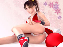  1girl 3d ass breasts cleavage clothing_aside fatal_fury incise_soul panties panties_aside ponytail pussy shiranui_mai snk solo the_king_of_fighters third-party_edit uncensored underwear  rating:Explicit score:64 user:MrEvil