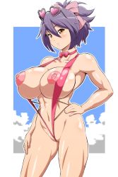 1girl bikini breasts fujibayashi_sheena hokuto_(artist) hokuto_(tokuho) huge_areola huge_breasts large_breasts looking_at_viewer nipples pointless_clothes pointless_clothing sheena_fujibayashi slingshot_swimsuit solo swimsuit tagme tales_of_(series) tales_of_symphonia topless useless_clothes useless_clothing