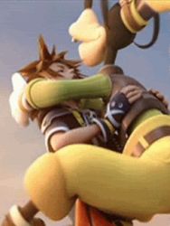    animated animated_gif belt brown_hair disney gloves goofy kingdom_hearts lowres sexually_suggestive sora_(kingdom_hearts)  rating:Questionable score:35 user:danbooru