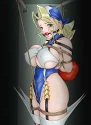  amiba00 bdsm blush bondage bound bound_arms bound_legs breasts gag justice_gakuen looking_at_viewer tagme tiffany_lords  rating:Explicit score:34 user:_7t89