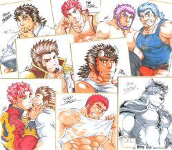 6+boys akashi_(live_a_hero) bacchus_(f-kare) bara beard beard_stubble black_tank_top blue_eyes broken_horn brown_hair chest_hair cigarette company_connection couple facial_hair fafnir_(f-kare) fate/grand_order fate_(series) foreplay full_beard furry furry_male goatee grey_fur horkeu_kamui horns jormungandr_(f-kare) large_pectorals lifting_own_clothes live_a_hero long_sideburns looking_at_viewer male_focus mature_male mononobe_kyoma monster_boy multiple_boys muscular muscular_male napoleon_bonaparte_(fate) navel nipples ogre orgus_(f-kare) pectoral_cleavage pectorals photo_(medium) scar scar_on_face scar_on_nose seductive_smile see-through shikishi shirt short_hair shoukan_yuusha_to_f-kei_kareshi sideburns sidepec smile stomach stubble sunfight0201 sweat tank_top thick_eyebrows tokyo_houkago_summoners tusks two-tone_fur upper_body wet wet_clothes wet_shirt wolf_boy yaoi 