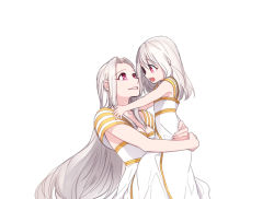  2girls age_difference bad_id bad_pixiv_id child danbi2021 dress fate/zero fate_(series) illyasviel_von_einzbern irisviel_von_einzbern irisviel_von_einzbern_(angel&#039;s_song) long_hair mother_and_daughter multiple_girls open_mouth pink_eyes simple_background smile very_long_hair white_background white_dress white_hair  rating:Sensitive score:13 user:danbooru