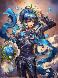  blue_eyes blue_hair flower highres sa-dui tagme  rating:Sensitive score:5 user:Hcet
