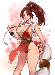  1girl breasts brown_eyes brown_hair cleavage fatal_fury highres kenshin187 large_breasts long_hair ponytail shiranui_mai snk tagme the_king_of_fighters the_king_of_fighters_xiv  rating:Questionable score:44 user:CeliaLover