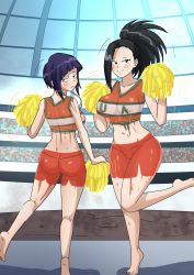 absurdres blush bodypaint boku_no_hero_academia breasts cheerleader exhibitionism highres jirou_kyouka kahix large_breasts nude painted_clothes pom_pom_(cheerleading) public_indecency small_breasts yaoyorozu_momo rating:Explicit score:69 user:Gearbox1