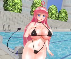  1girl 3d areola_slip backless_outfit backless_swimsuit bikini blue_eyes breasts cameltoe cleavage curvy highleg highleg_swimsuit huge_breasts lala_satalin_deviluke long_hair looking_at_viewer pink_hair presenting solo swimsuit tagme thick_thighs thighs thong thong_bikini to_love-ru very_long_hair wide_hips  rating:Questionable score:13 user:ddzzswa