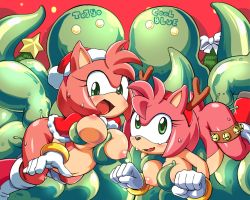  2girls amy_rose breasts clone collaboration coolblue double_penetration furry green_eyes hat headband multiple_girls multiple_penetration nude pink_hair santa_hat sega short_hair sonic_(series) tentacle_sex tentacles  rating:Explicit score:40 user:Cane751