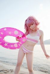 anya_alstreim bikini code_geass cosplay destiny_doll photo_(medium) pink_hair swimsuit tatsuki rating:Questionable score:4 user:Anonymous